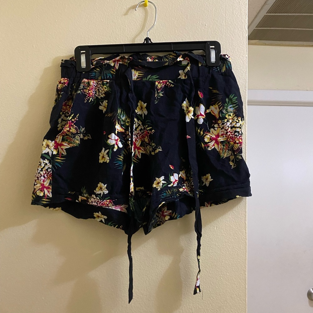 Black floral shorts